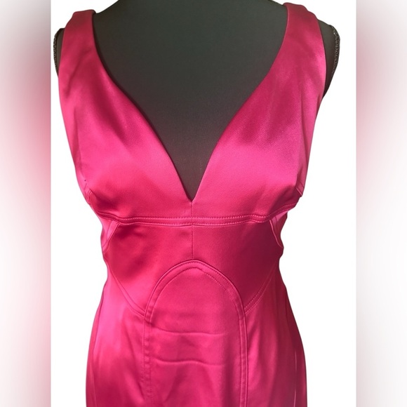 David Meister Pink Sheath Mini Dress V-Neck Sleeveless - Picture 3 of 6
